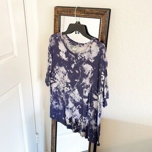Honeydew blue tie dye short sleeve pajama top